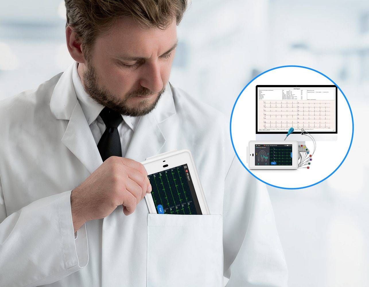 Compact and Portable 12Lead ECG Machine with Interpretation Fits into